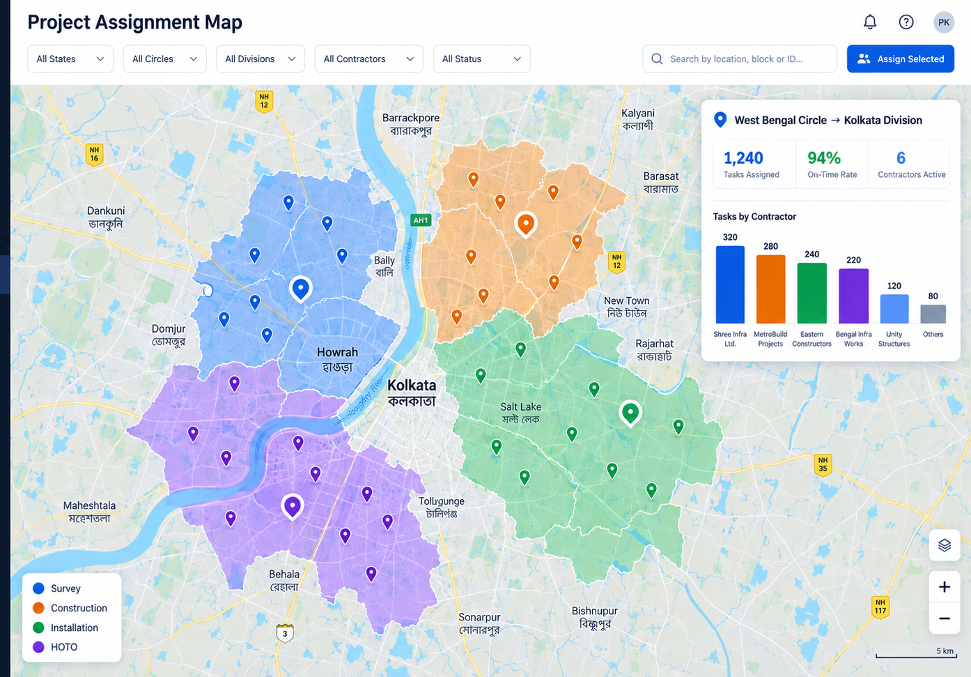 Project Assignment Map Dashboard
